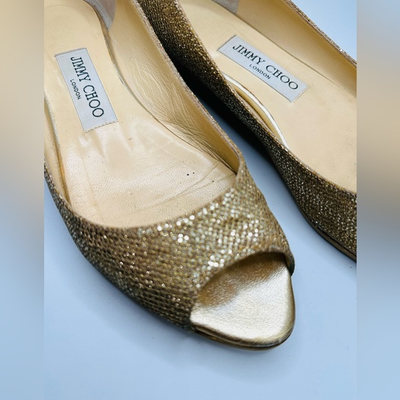 jimmy Choo leather glitter accent flats size 7.5 - Picture 3 of 7